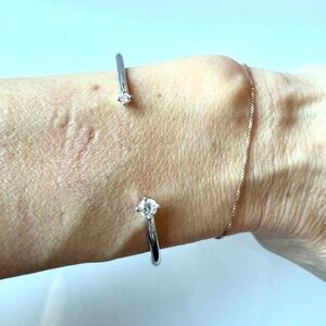 Melinda Maria Silver Open Bracelet with CZ Accents